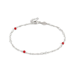 ANKLETS anklet 925 sterling silver, cz  STONE CORAL