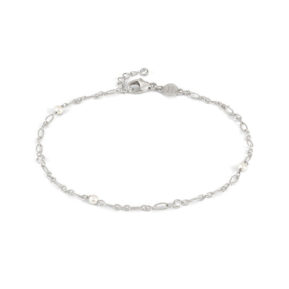 ANKLETS anklet 925 sterling silver, cz  STONE WHITE PEARL