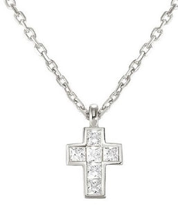 CARISMATICA necklace  925 sterling silver  cz (SMALL CROSS) WHITE fin. Silver