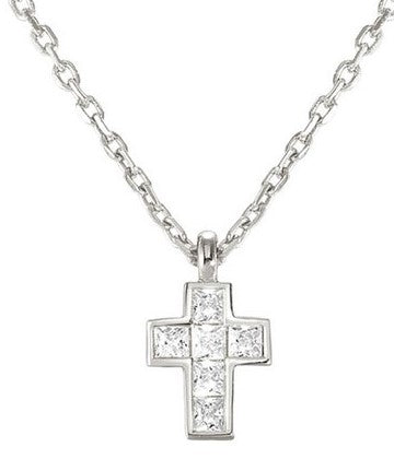 CARISMATICA necklace  925 sterling silver  cz (SMALL CROSS) WHITE fin. Silver