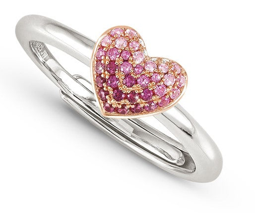 CRYSALIS ring  925 sterling silver BI-TONE fin. cz Heart