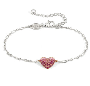 CRYSALIS bracelet  925 sterling silver BI-TONE fin.  cz Heart