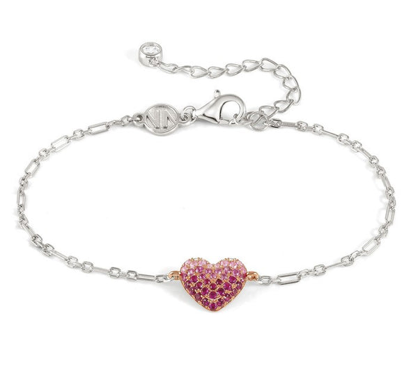 CRYSALIS bracelet  925 sterling silver BI-TONE fin.  cz Heart
