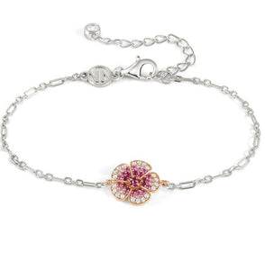 CRYSALIS bracelet  925 sterling silver BI-TONE fin.  cz Flower