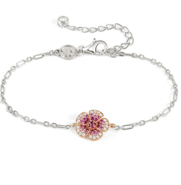 CRYSALIS bracelet  925 sterling silver BI-TONE fin.  cz Flower