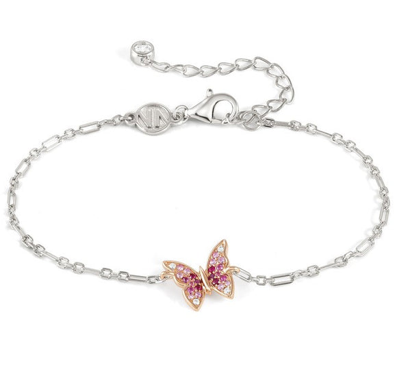 CRYSALIS bracelet  925 sterling silver BI-TONE fin.  cz Butterfly