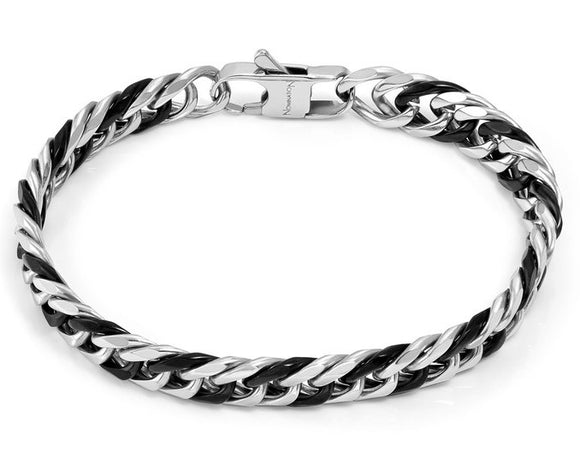 BEYOND bracelet ed. HYPER  TWO-TONE steel CURB MEDIUM