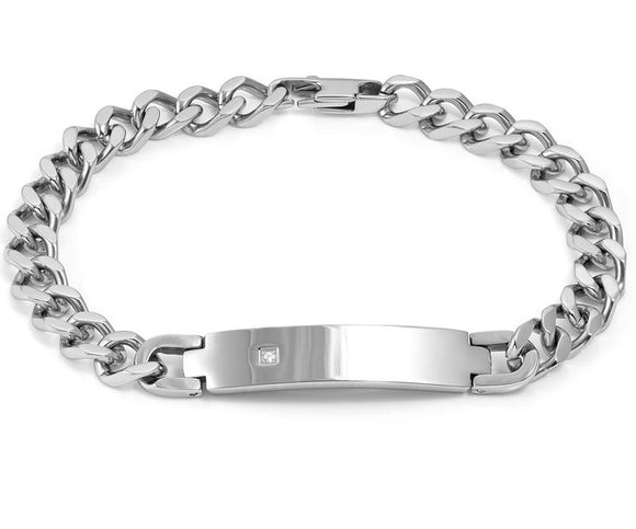 BEYOND bracelet ed. HYPER, steel & cz PLATE LARGE