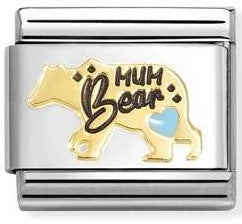 030272/82 Classic steel, enamel, 18k gold Mum bear BLUE