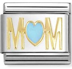 030272/83 Classic  steel, enamel, 18k gold MOM BLUE heart