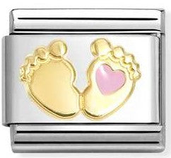 030272/85 Classic  steel, enamel, 18k gold PINK foot