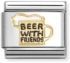 030272/87 Classic steel, enamel, 18k gold Beer with friends