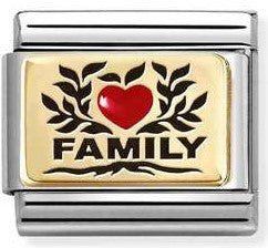 030289/07 Classic steel, enamel, 18k gold Family red heart