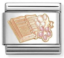 430202/23 Classic steel, enamel, 9k rose gold Reading book with flowers