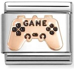 430202/26 Classic steel, enamel, 9k rose gold Black controller