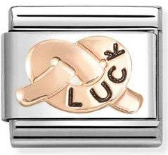 430202/40 Classic steel, enamel, 9k rose gold LUCK knot