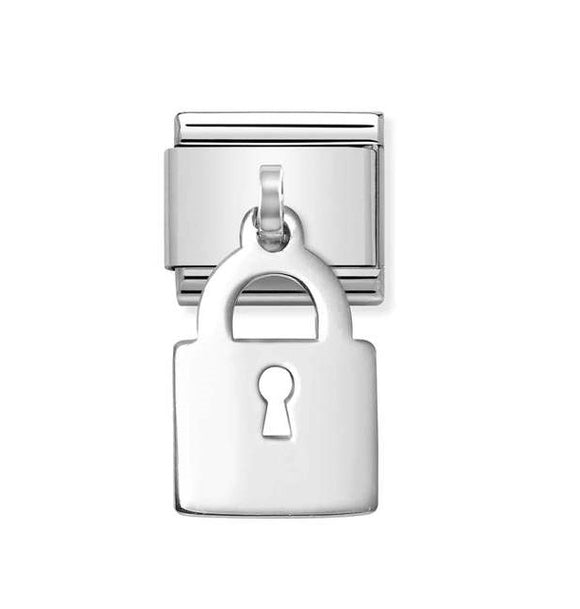 331801/10  Classic CHARMS PLATES steel  925 sterling silver Padlock Pendant