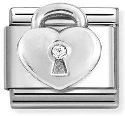 330311/19 ClassicS/Steel, 925 sterling silver,CZ WHITE padlock