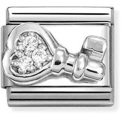330304/48 Classic  steel ,CZ, 925 sterling silver Key