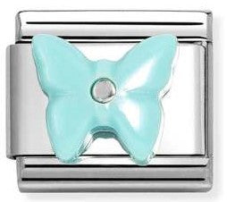 330509/15 Classic STONE , steel , 925 sterling silver Butterfly, TURQUOISE RESIN