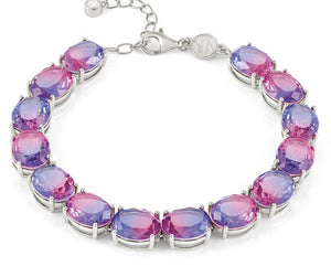 SYMBIOSI bracelet 925 sterling silver BICOLOR stones (E) PINK-PURPLE fin. Silver