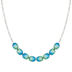 SYMBIOSI necklace  925 sterling silver BICOLOR stones (E) LIGHT BLUE-GREEN fin. Silver