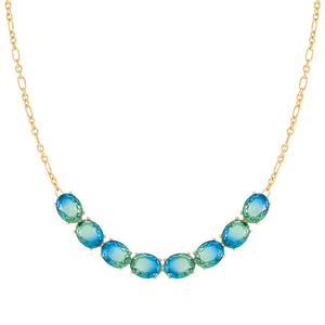SYMBIOSI necklace  925 sterling silver, BICOLOR stones (E) LIGHT BLUE-GREEN fin. Yellow g