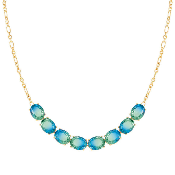 SYMBIOSI necklace  925 sterling silver, BICOLOR stones (E) LIGHT BLUE-GREEN fin. Yellow g