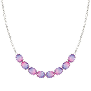 SYMBIOSI necklace 925 sterling silver  BICOLOR stones (E) PINK-PURPLE fin. Silver