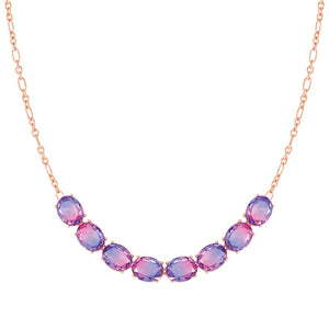 SYMBIOSI necklace  925 sterling silver BICOLOR stones (E) PINK-PURPLE fin. Pink gold