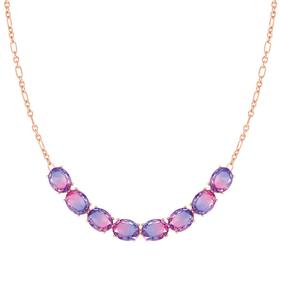 SYMBIOSI necklace  925 sterling silver BICOLOR stones (E) PINK-PURPLE fin. Pink gold