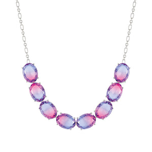 SYMBIOSI necklace  925 sterling silver, BICOLOR stones (LARGE) (E) PINK-PURPLE fin. Silver
