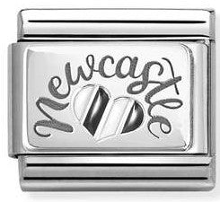 330209/44 Classic Silver & Enamel Newcastle Striped Heart