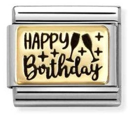030166/60 Classic PLATES (IC)Steel, 18k gold Happy Birthday