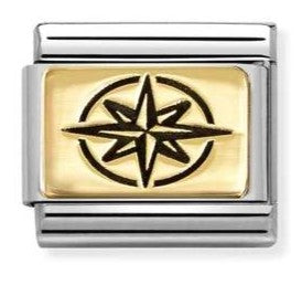 030166/63 Classic PLATES (IC) in steel and 18k gold Wind rose