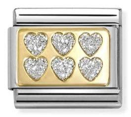 030224/08 Classic GLITTER PLATES in steel, enamel and 18k gold SILVER hearts online