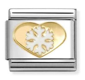 030225/26 Classic CHRISTMAS in stainless steel with enamel and 18k gold Heart with snowflake