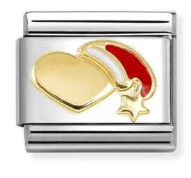 030225/27 CHRISTMAS , stainless steel with enamel.18k gold Heart with RED hat