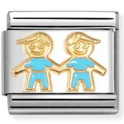 030272/90 Classic SYMBOLS steel, enamel and 18k gold BLUE brothers
