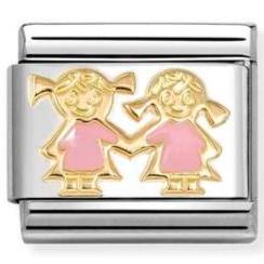 030272/91 Classic SYMBOLS steel, enamel and 18k gold PINK Sisters