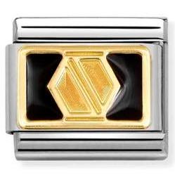 030284/66 Classic PLATES steel , enamel and 18k gold Black plate nut