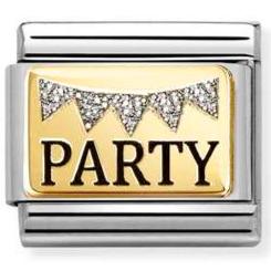 030289/09 Classic PLATES (IC) in steel, enamel and 18k gold Party GLITTER