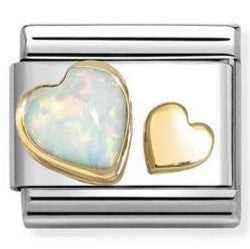 STONES in steel and 750 gold Opal hearts 030520/10