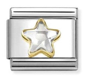 030614/010 Classic C.Z. FACETED RAISED STAR in steel, 750 gold White