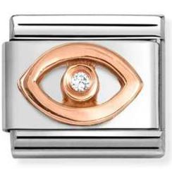 430305/49 Classic S/Steel,9k rose gold, CZ WHITE eye ( WAITING for 6 coming as replacement jotform)