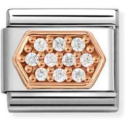 430312/03 Classic PAVE VARIOUS steel, zircon,9k rose gold WHITE hexagon