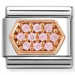 430312/04 Classic PAVE VARIOUS steel, zircon,9k rose gold PINK hexagon
