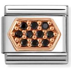 430312/05 Classic PAVE VARIOUS steel, zircon and 9k rose gold BLACK hexagon