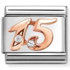 430315/15 Classic NUMBERS steel, zircon and 9k rose gold 15