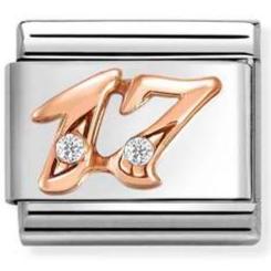 430315/17 Classic NUMBERS 17 steel, zircon and 9k rose gold